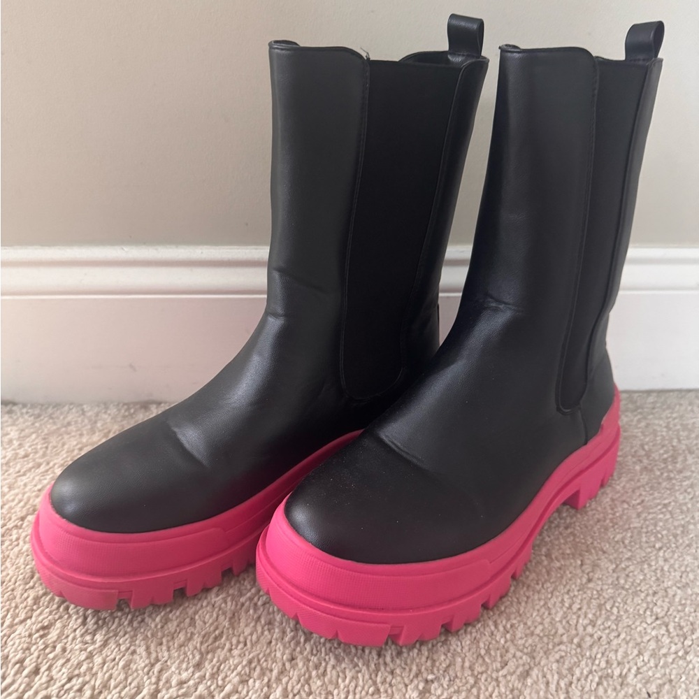 Black and Pink Women's Boots